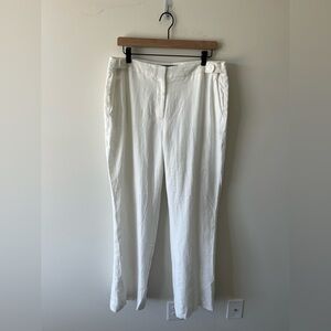 Talbots Women’s White Linen Windsor Curvy Pants Size 12